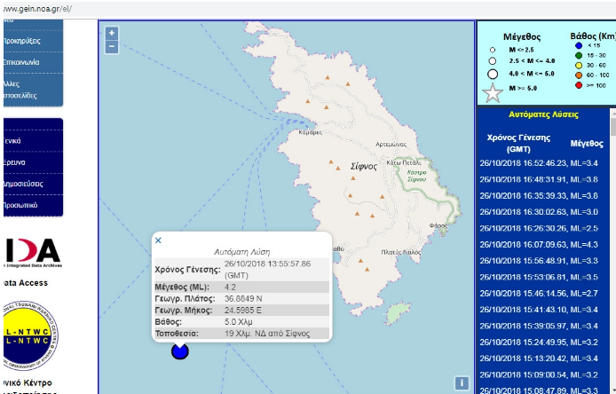 Σεισμός στη Σίφνο