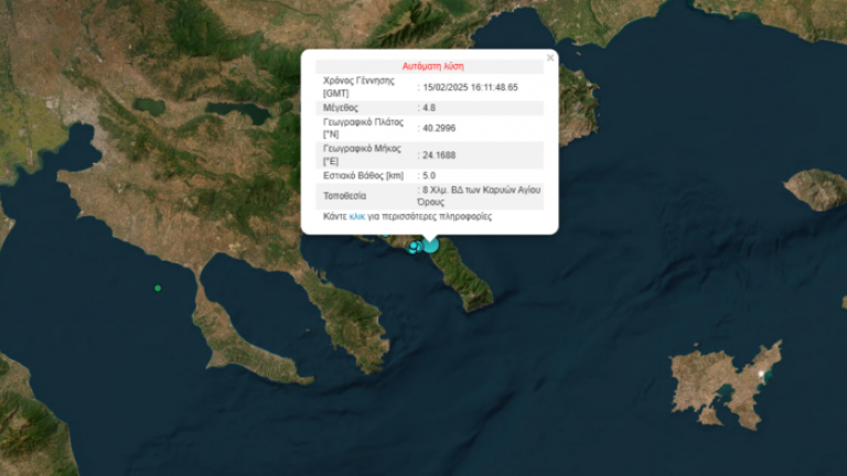 Σεισμική δόνηση 4,8 Ρίχτερ στο Άγιον Όρος